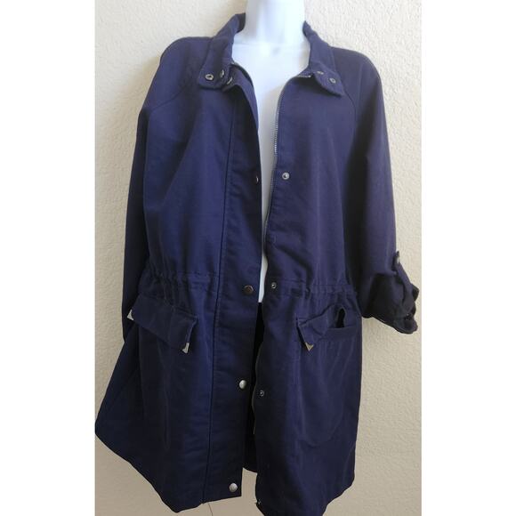 A New Day Navy Blue Lightweight Jacket XL Hip Length Zip & Button Front Pockets - Picture 1 of 7